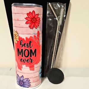 Hand Crafted Best Mom Ever Floral Tumbler
